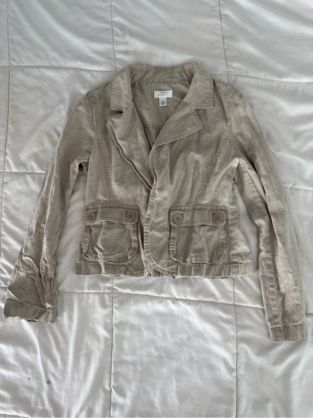 LOFT Beige Casual Utility Blazer